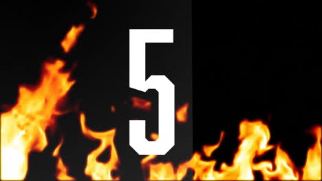 Animation-of-countdown-and-fire-on-black-background