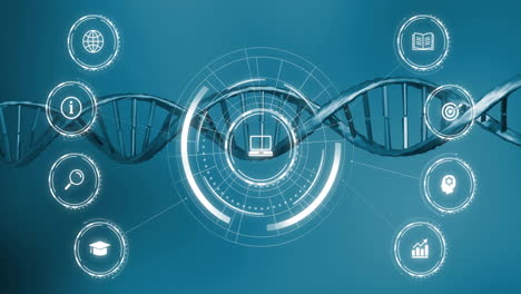 Animation-of-media-icons-over-dna-strand