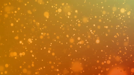 Animation-of-glowing-orange-light-spots-advancing-on-sunset-orange-background