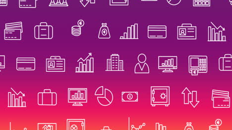 Animation-of-business-icons-over-purple-background
