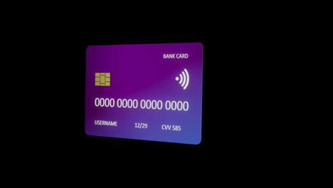 Animation-of-credit-card-with-data-over-black-background