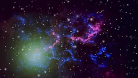 Animación-Del-Espacio-En-Movimiento-Y-Estrellas-Brillantes-Con-Nebulosas-Coloridas