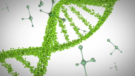 Animation-Von-DNA-Strängen-Und-Molekülen-Auf-Grauem-Hintergrund