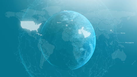 Animation-Des-Netzwerks-Von-Verbindungen-Und-Des-Globus-über-Der-Weltkarte