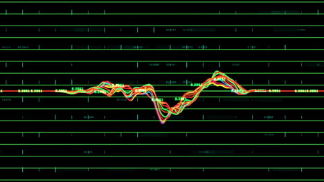 Animation-Von-Diagrammen-Und-Datenverarbeitung-Auf-Schwarzem-Hintergrund