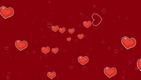 Animación-De-Corazones-Rojos-Sobre-Fondo-Rojo