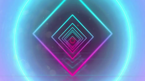 Animation-of-colourful-neon-shapes-on-purple-background