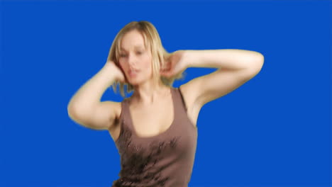 Chromakey-footage-of-woman-enjoys-dancing