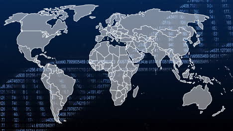 Animación-De-La-Cadena-De-ADN-Y-Procesamiento-De-Datos-Digitales-Sobre-El-Mapa-Mundial.