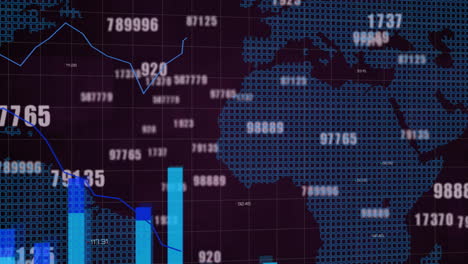 Animation-Der-Digitalen-Datenverarbeitung-über-Der-Weltkarte