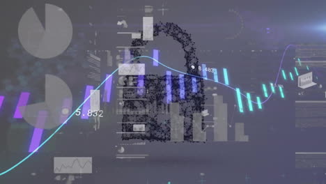 Animación-De-Procesamiento-De-Datos-Y-Diagramas-Sobre-Candado-Digital.