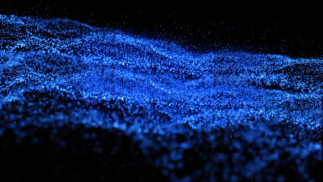Animation-of-blue-light-flows-moving-on-black-background