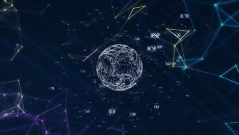 Animation-of-globe-with-data-processing-over-network-of-connections-on-black-background