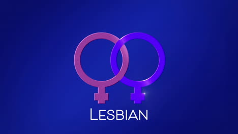 Animation-of-lesbian-text-banner-and-symbol-against-blue-background