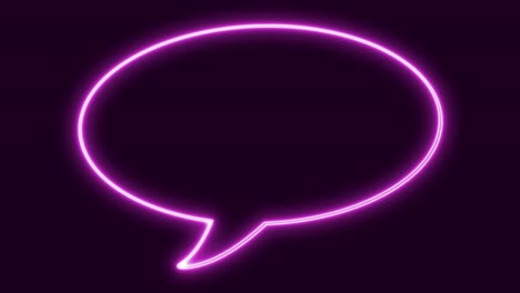 A-neon-sign-in-the-shape-of-a-comic-book-speech-bubble,-with-an-oval-outline,-flickering-on-and-off-at-irregular-intervals,-glowing-in-a-purple-color