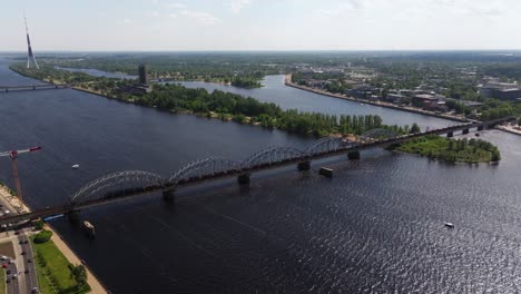 Drohnenschuss-Hoch-über-Der-Eisenbahnbrücke