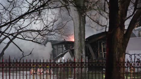 Burning-House-with-Smoke-and-Flames,-Montréal,-Canada