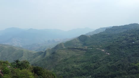 Drone-view-shot-of-landscape-or-houses-and-environment-of-people-living-in-Nagaland,-India