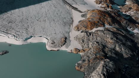 Flying-On-Laguna-Esmeralda-And-Ojo-Del-Albino-Glacier-Near-Ushuaia,-Argentina