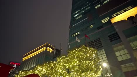 Nighttime-footage-showing-the-earthquake-proof-skyscraper-Taipei-101,-the-tallest-structure-in-Taiwan,-and-the-beautiful-decor-on-its-grounds