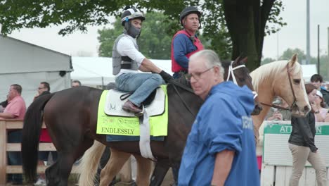 Experience-the-morning-workout-routine-of-Endlessly,-the-race-horse,-at-Churchill-Downs-accompanied-by-an-outrider