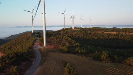 Windmills-on-a-scenic-hill-in-Igualada-at-sunrise