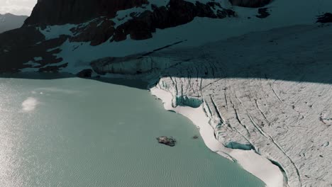 Ojo-del-Albino-Lake-And-Glacier-In-Argentina---Aerial-Drone-Shot