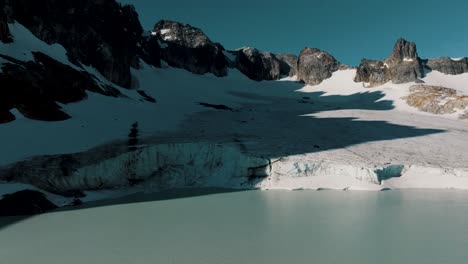 Glacier-And-Lake-Ojo-Del-Albino-In-Argentina-Patagonia---Aerial-Drone-Shot