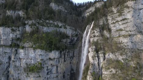 Seerenbachfälle-Amden-Weesen-waterfall-mountainside-aerial-drone-in-Switzerland