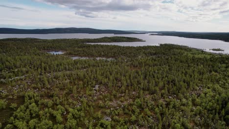 Stabile-Drohnenaufnahme-über-Dem-Wildnisgebiet-Kaldoaivi-In-Finnland