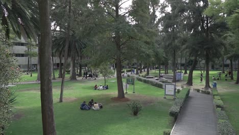 Paisaje-De-Jardines-Exteriores-Del-Campus-De-Una-Universidad-Pública-Mexicana.