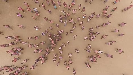 Rising-birds-eye-view-shot-of-kids-in-school-in-Africa