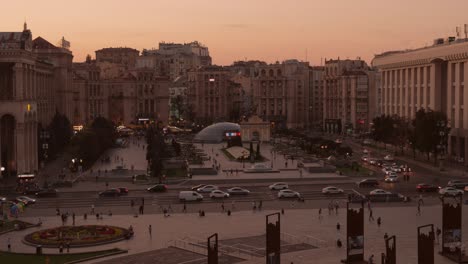 Elevated-wide-twilight-shot-of-Khreschatyk-Street-and-Independence-Square-in-Kyiv