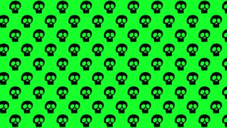 Halloween-Background-animation-small-black-skulls-moving-to-the-left-over-green-background