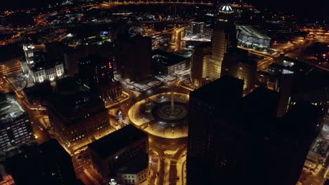 Centro-De-Buffalo,-Nueva-York-Por-La-Noche