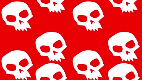 Halloween-Background-animation-large-angry-white-skulls-moving-upwards-over-red-background