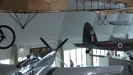 Royal-Air-Force-Museum---Hendon,-London,-UK---June-29,-2014:-historical-airplanes-on-display-at-the-main-hangar-of-the-RAF-museum-in-London