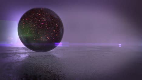 Dunkle-Kristallkugel-Auf-Neonlicht