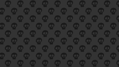 Animación-De-Fondo-De-Halloween-Pequeñas-Calaveras-Negras-Moviéndose-Hacia-La-Izquierda-Sobre-Fondo-Gris