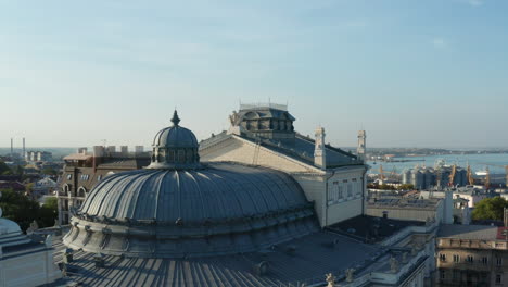 Crane-up-reveal-of-the-odessa-opera-house-and-surrounding-city