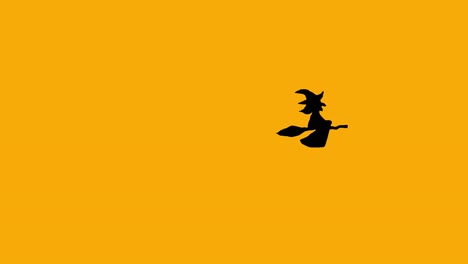 Halloween-Animation-Schwarze-Hexe-Fliegt-Auf-Besen-über-Hintergrund-Rot