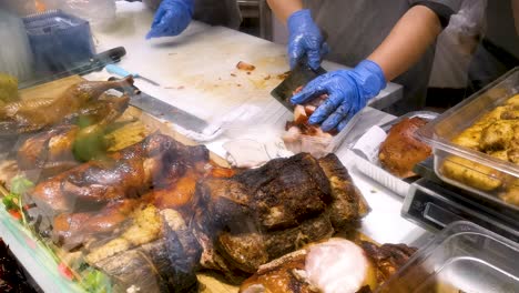 Carne-Asada-Para-Llevar-En-Los-Mercados,-Hong-Kong.