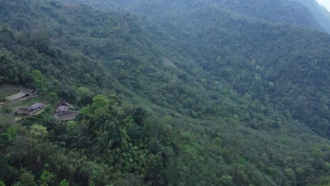 Drone-view-shot-of-landscape-or-houses-and-environment-of-people-living-in-Nagaland,-India