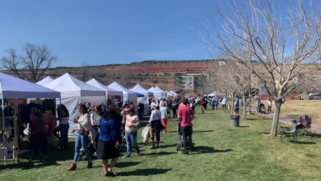 Mercado-Al-Aire-Libre-En-El-Que-La-Gente-Mira-Productos-De-Varios-Proveedores-Y-Vendedores.