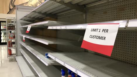 A-static-view-of-empty-cleaning-product-shelves-in-a-grocery-store