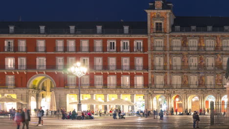 Timelpase-of-Plaza-Mayor-in-Madrid,-Spain