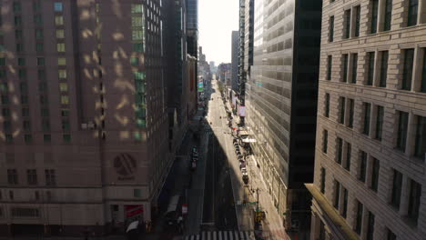 Aerial-drone-view-of-empty-Philadelphia-streets-near-Market-Street-during-covid-19-coronavirus-lockdown-causing-a-shelter-in-place-order-as-people-stay-home