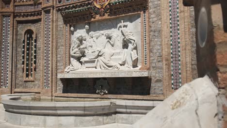 Oval-Staircase-or-Escalinata-de-Teruel-inan-old-city-in-Spain-Aragon-a-shot-of-its-towers-and-Christian-artwork