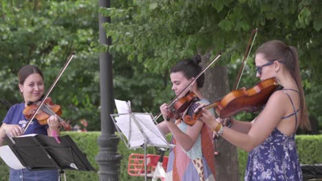 Violinistas-En-El-Parque-Del-Retiro-De-Madrid-En-Cámara-Lenta