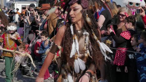 Woman-and-children-perform-tribal-dances-in-the-African-themed-parade-at-the-Paphos-Carnival